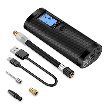 

Car Air Pump Black 120Psi Cordless Electric Pump Portable Mini Abs Material Tire Pressure Gauge Lighting Warning Light Universal