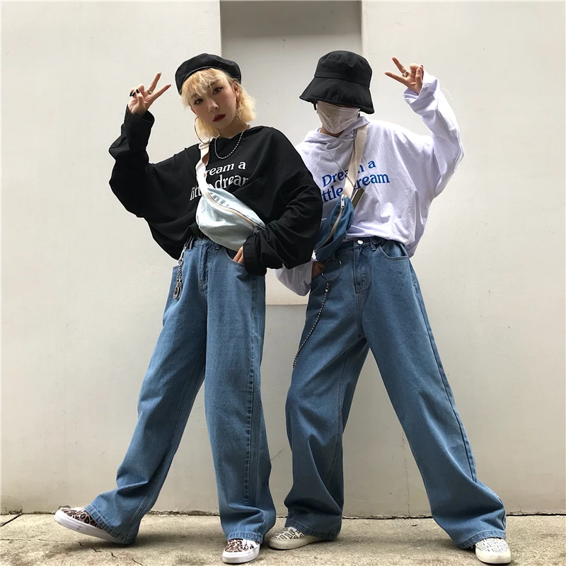 TANG джинсы с высокой талией женские джинсы для женщин Harajuku джинсовые брюки из гарема широкие синие джинсы