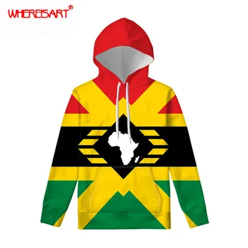 

WHEREISART Mens Hoodies 2020 Spring Sweatshirts for Women Afro American Pan African UNIA Flag Printing Casual Hoodie Streatwear