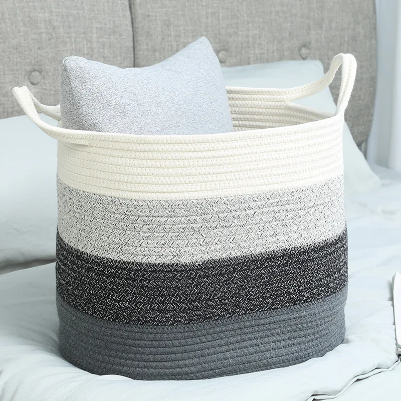 

Hot Sale Cotton Cord Woven Storage Basket Storage Basket Bathroom Storage Basket Foldable Toy Storage Bucket Storage Basket