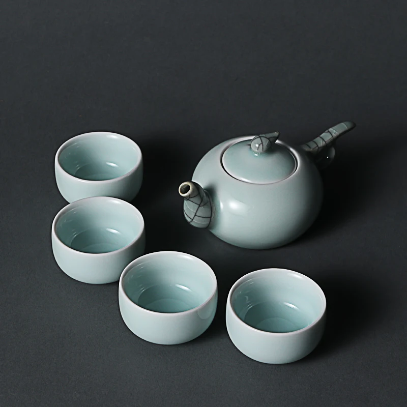 

Magpie Ceramic Celadon gaiwan tea set porcelain chinese kung fu travel tea set drinkware Shanglin Lake Yue Kiln