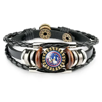 

Game Accessories Sonic The Hedgehog Amine Action Figures Cartoon Sonic Leather Bracelet Men's Jewelry Multilayer Bracelet Bangl