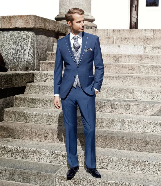 

Genuine Mens Wedding Suits For Men Notched Lapel 2 Pieces(Jacket+Pant+Tie) Groom Prom Masculino Trajes De Hombre Blazer