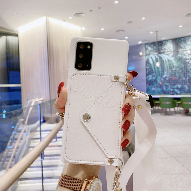 Strap Card Slot Wallet Cover For OnePlus 9 7 Pro 8T 5G 7T 6T One Plus 9 Case Crossbody Lanyard Chain Liquid TPU Fundas
