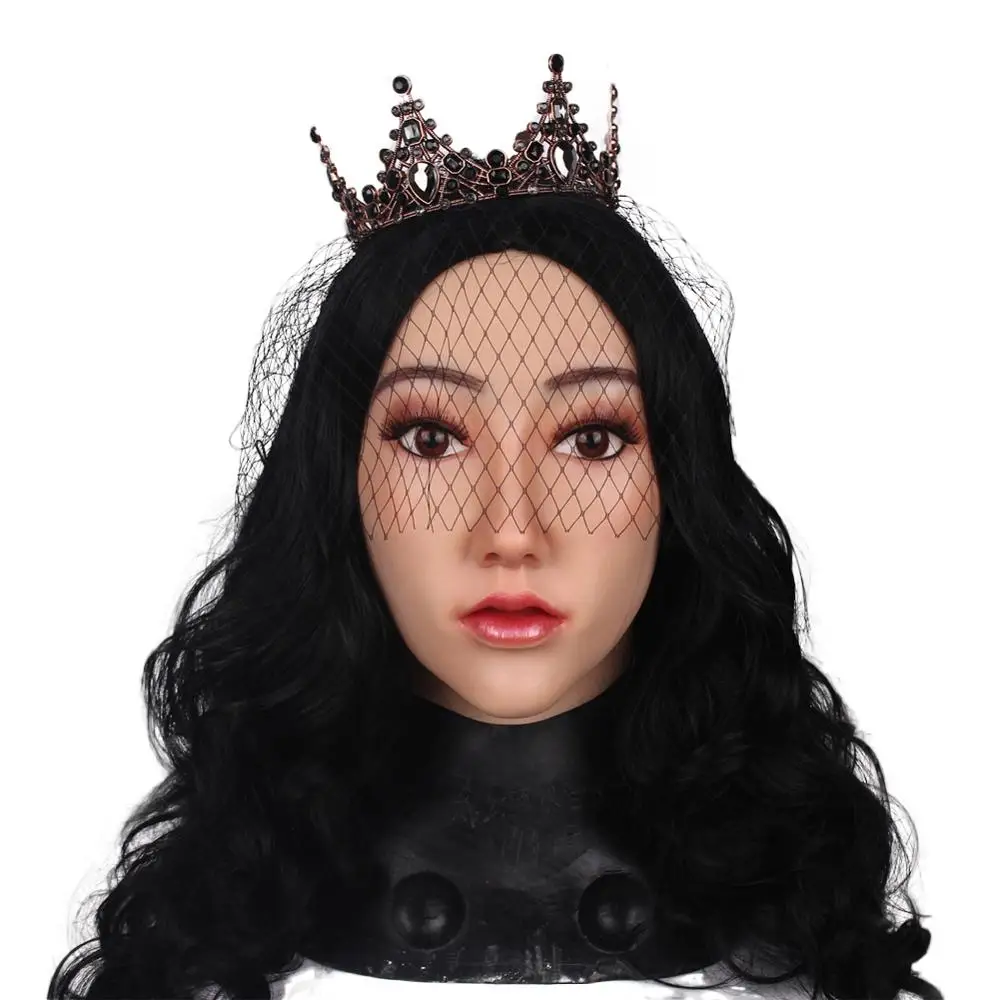 

Silicone Female Head Mask Fake Face Mask Handmade Face Prop for Cossdresser Cosplay Masquerade Ajusen