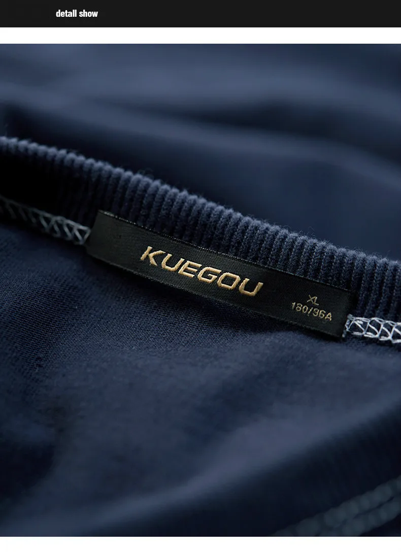 KUEGOU 2019 осень 100% хлопок печать письмо белая футболка мужская футболка брендовая футболка с длинным рукавом модная футболка одежда 7743