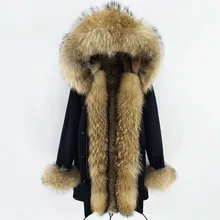 Зимняя женская куртка, Женское пальто с натуральным мехом, длинная парка с капюшоном, Воротник из натурального Лисьего меха, подкладка из натурального кроличьего меха, толстая теплая парка