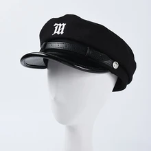 Осенне-зимняя женская повседневная черная шляпа, дикая восьмиугольная остроконечная Кепка, женская модная Шерстяная кепка на плоской подошве, армейская Кепка