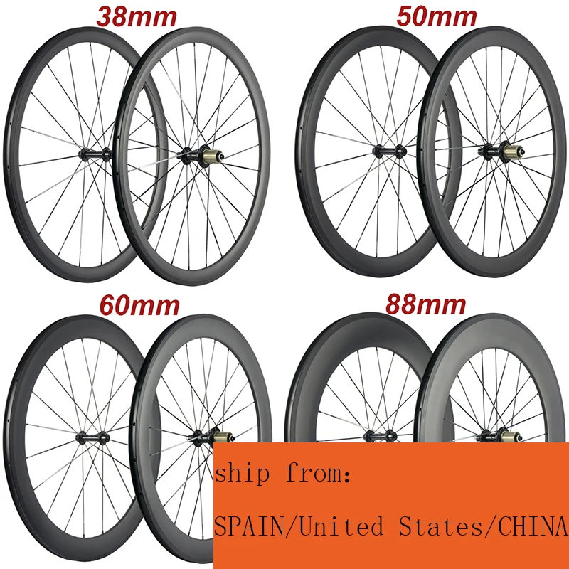 PROD 32852282742 Factory Sales 700C Carbon Wheelset Tubular 38mm 50mm
60mm 88mm Carbon Bicycle Wheels Clincher Road Bike Wheels Basalt Braking