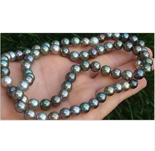 Stunning11-12mm tahitian натуральное круглое ожерелье с разноцветным жемчугом 38 дюймов 925s