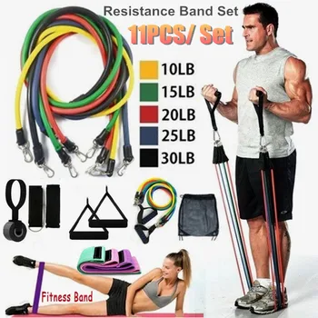 

Premium Resistance Bands Set, Workout Bands - with Door Anchor, Handles and Ankle Straps - Stackable Up to 150 lbs - for Resista