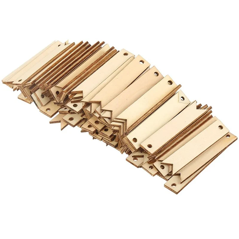 

50Pcs Natural Wood Card Crafts Wooden Tags Wedding Birthday Party Christmas Decoration Unfinished Wooden Slices DIY Accessories