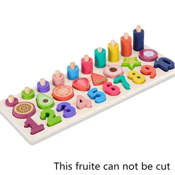 

Fruit Fruit Number Math Sorting Puzzles Blocks Counting Shape Stacker Wooden Montessori Preschool Learning Toys for Toddlers 3
