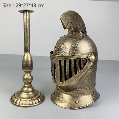 1917-Gold Винтажный Европейский шлем римского воина статуя Терракотовая воин Спарта воин металлическая Броня железные аксессуары для украшения дома - Цвет: 1917-Gold