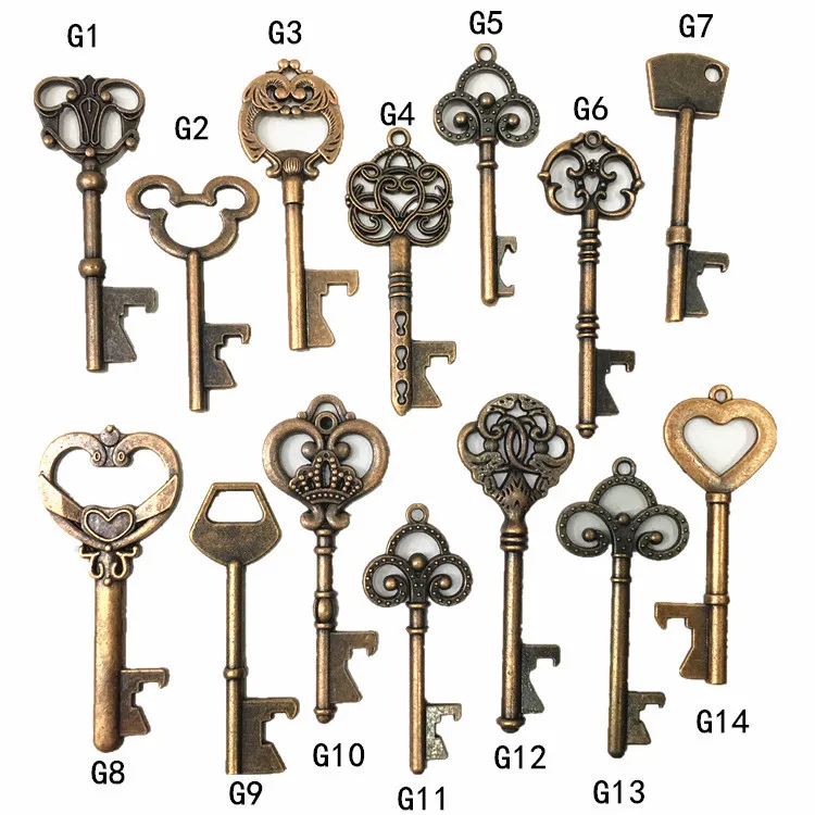 

50pcs/lot Metal Key Beer Bottle Opener To Fake Something Antique Key Buckle