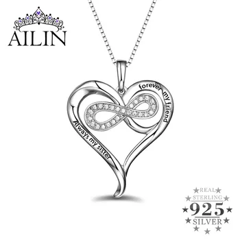 

AILIN Personalized Sterling Silver Infinity Heart Necklace Love Necklace For Your Mother