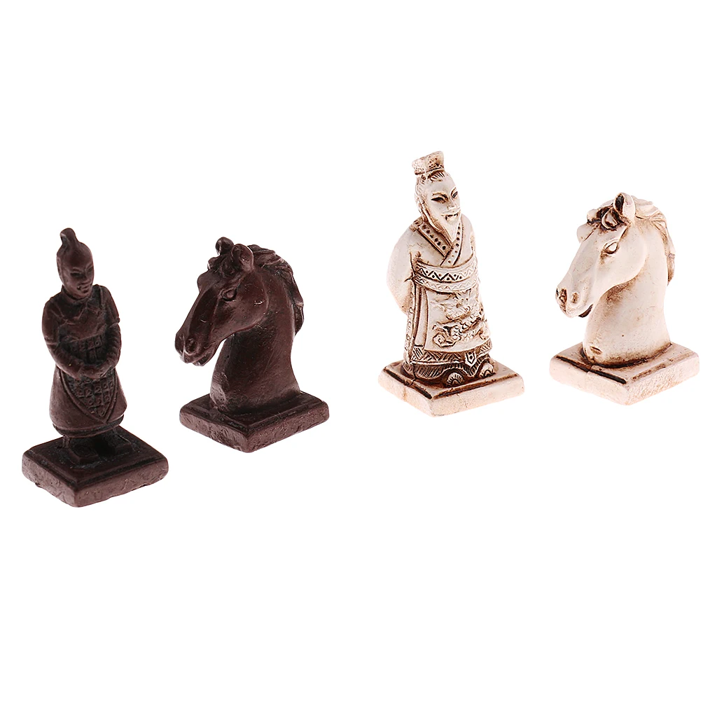 32Pcs/Set Resin Traditional Chinese Chess with Coffee Wooden Table Vintage Board Game Toys Collection Gift