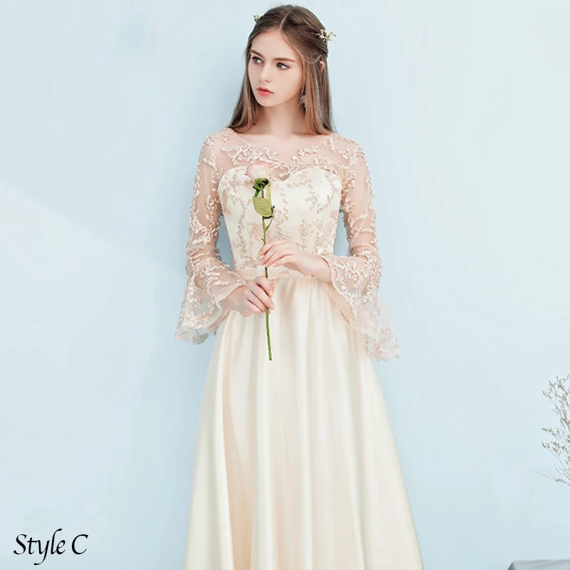 Champagne Style C A-Line Bridesmaids Dress Robe de Soiree Vestido de Fiesta Elegant Silver Grey Formal Prom Dress TS-1804 - Цвет: Champagne Style C