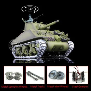 شراء1/16 هينجلونج 6.0 ترقية M4A3 شيرمان دبابة مع جهاز للتحكم عن بُعد 3898 المسارات المعدنية