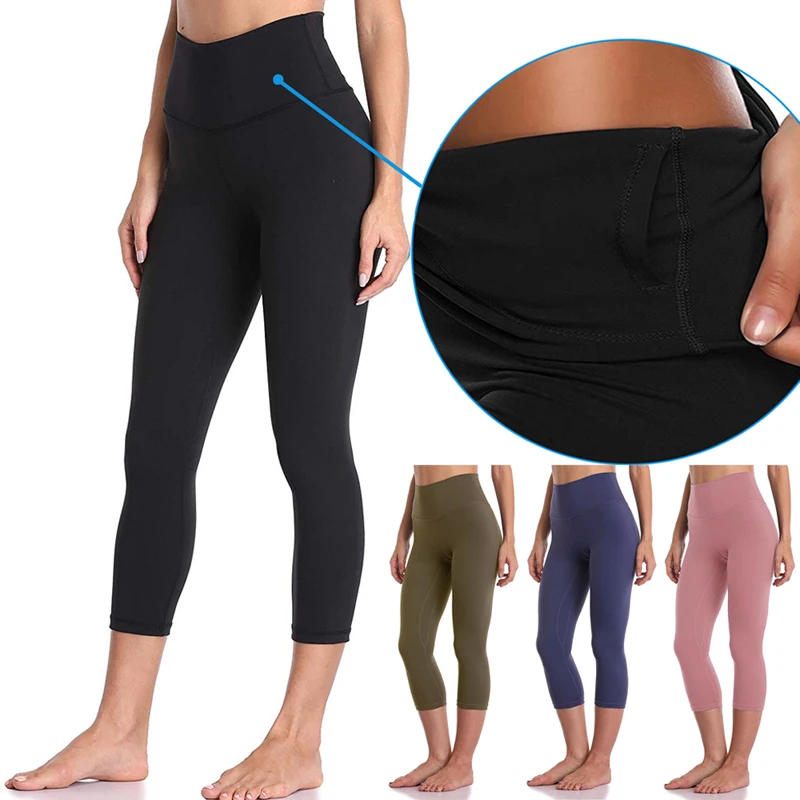 Seamless Yoga Leggings Athletic Fitness Leggings Women Stretchy High Waist Push Up Yoga Pants Gym Sports Tights Inner Pocket