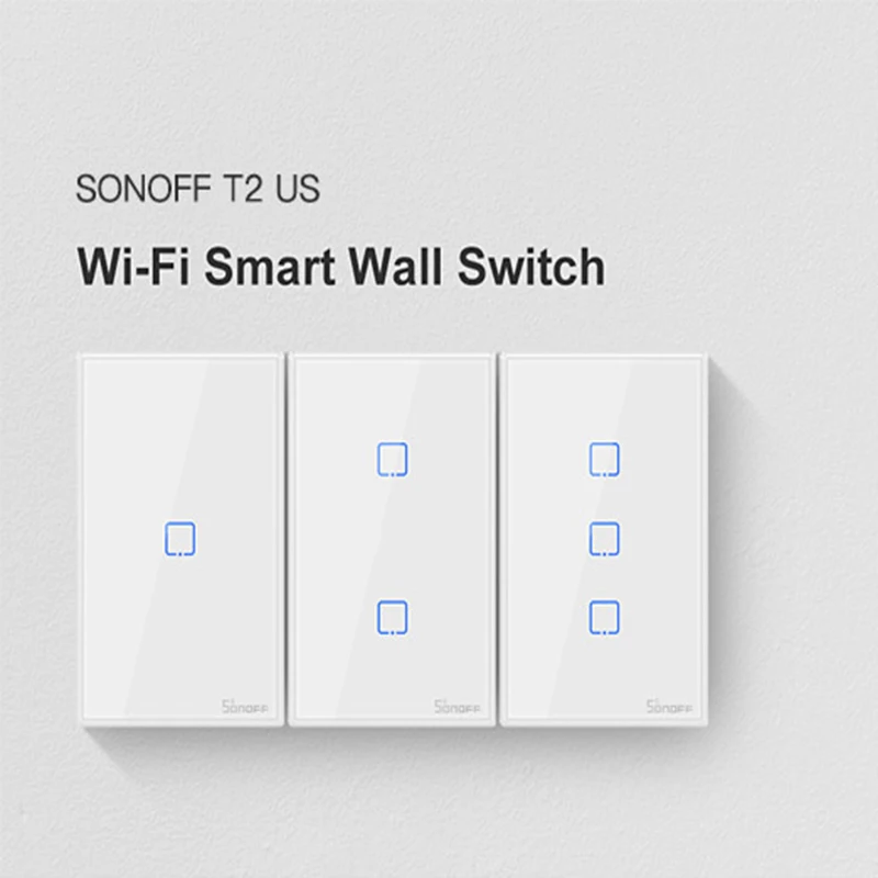 

SONOFF T2 smart wall switch panel US standard 1/2/3 Gang Work with Alexa Google home IFTTT control by eWeLink for Dropshipping