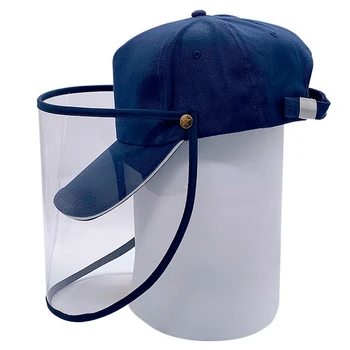

Protective Hat with Goggles- Spit Protection Hat with Face Shield Cover - 2 In 1 Anti-Spitting Protective Hat Navy