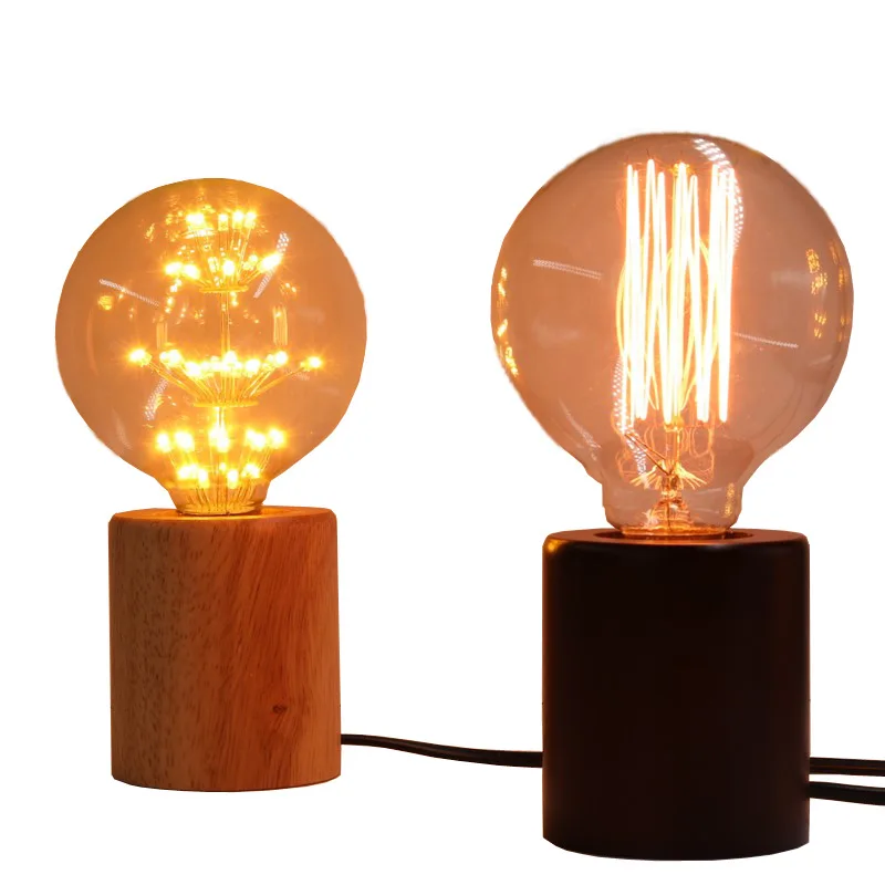 

AliExpress Hot Selling Northern European-Style Solid Wood Creative Bedside Table Lamp Cool Library Bedroom Desk Bar Counter Wood
