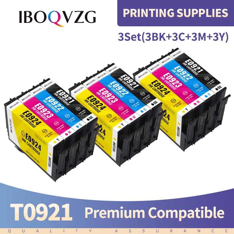 

IBOQVZG Compatible Ink Cartridge T0921 T0922 T0923 T0924 For Epson Stylus T26 T27 TX117 TX119 TX106 TX109 CX4300 C91 printer