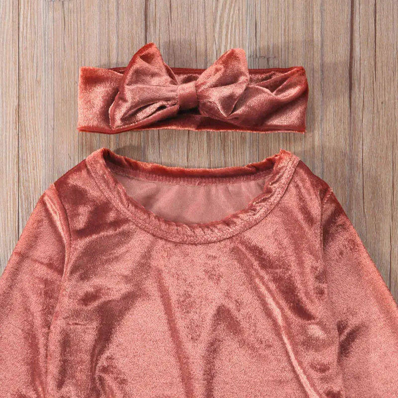 Комплект одежды из 3 предметов для маленьких девочек, осенне-зимний вельветовый свитер, футболка+ штаны, спортивный костюм, повседневные Костюмы для малышей