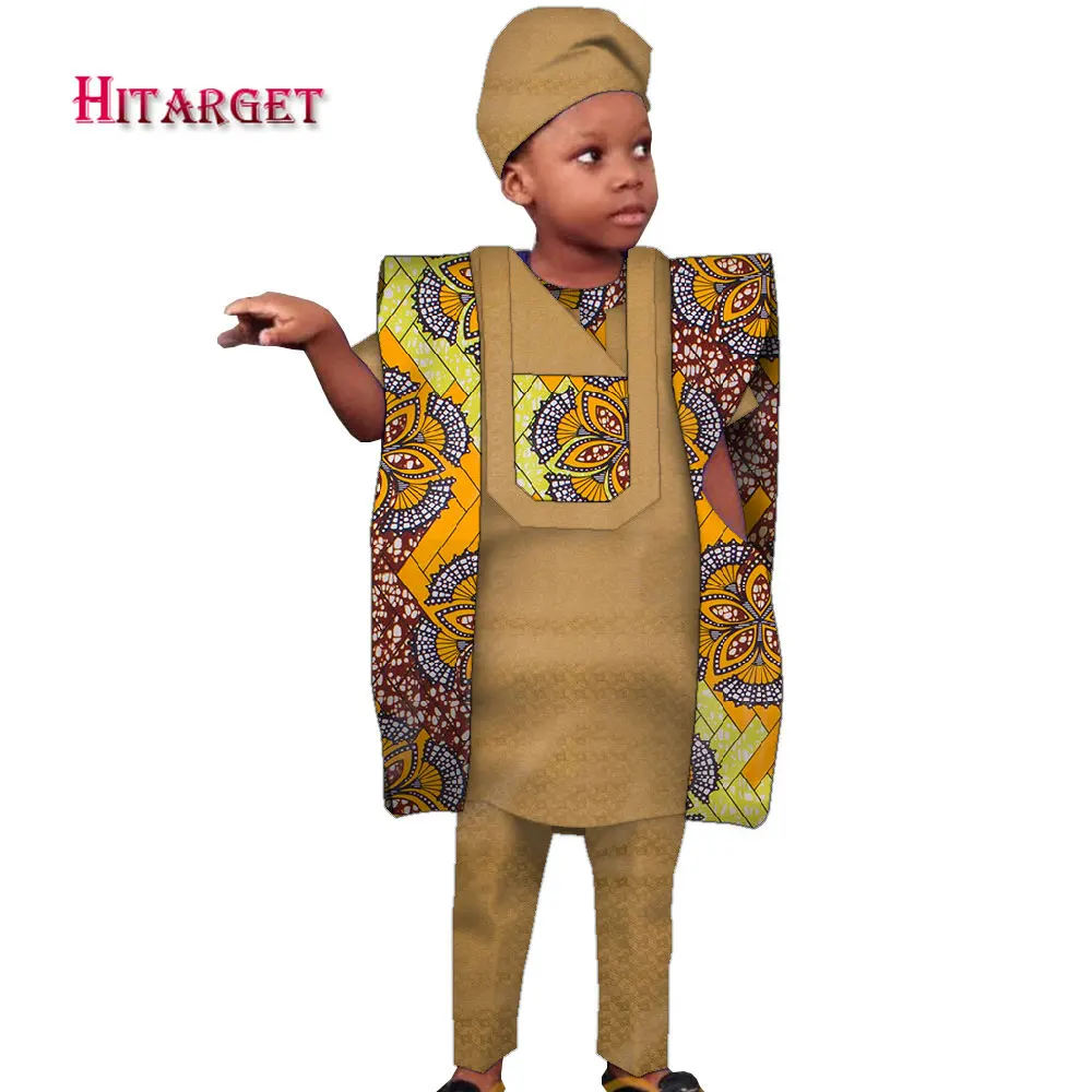 Children's Clothing African Agbada Robe Suit for Kids Patchwork Dashiki Boy Suit 4 Pcs Set Shirt Pant and Coat with Hat WYT619 formal dresses south africa