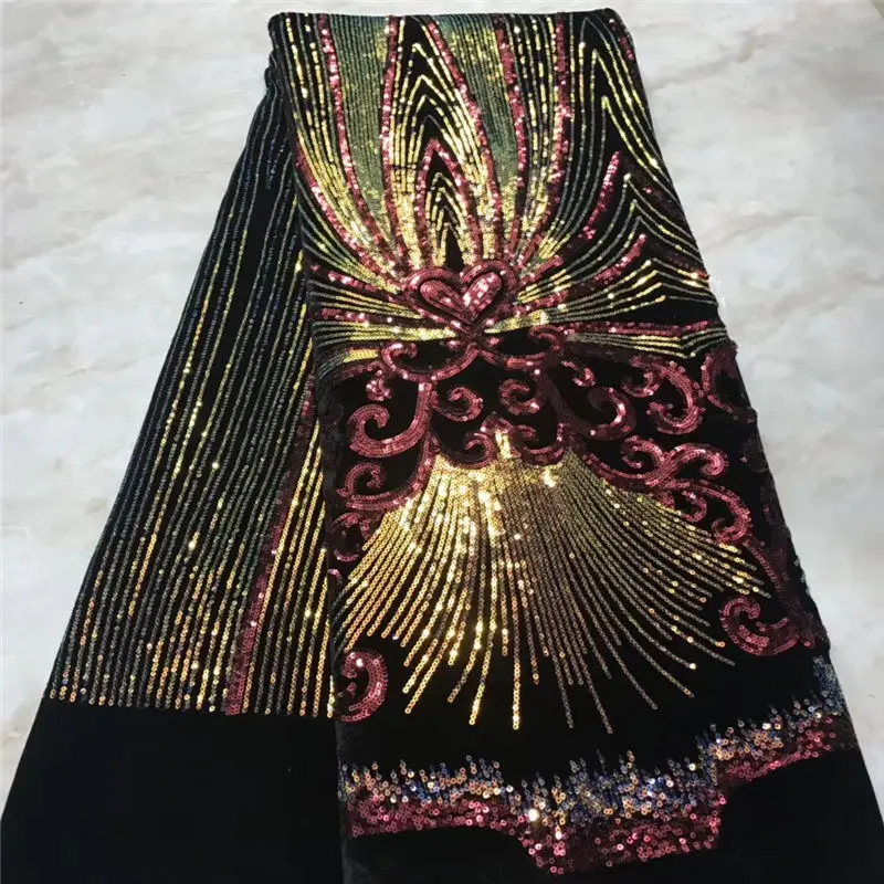 Бархатная кружевная ткань для платьев новейшая вышивка нигерийские французские кружевные ткани с блестками Высокое качество африканская кружевная ткань - Цвет: 3