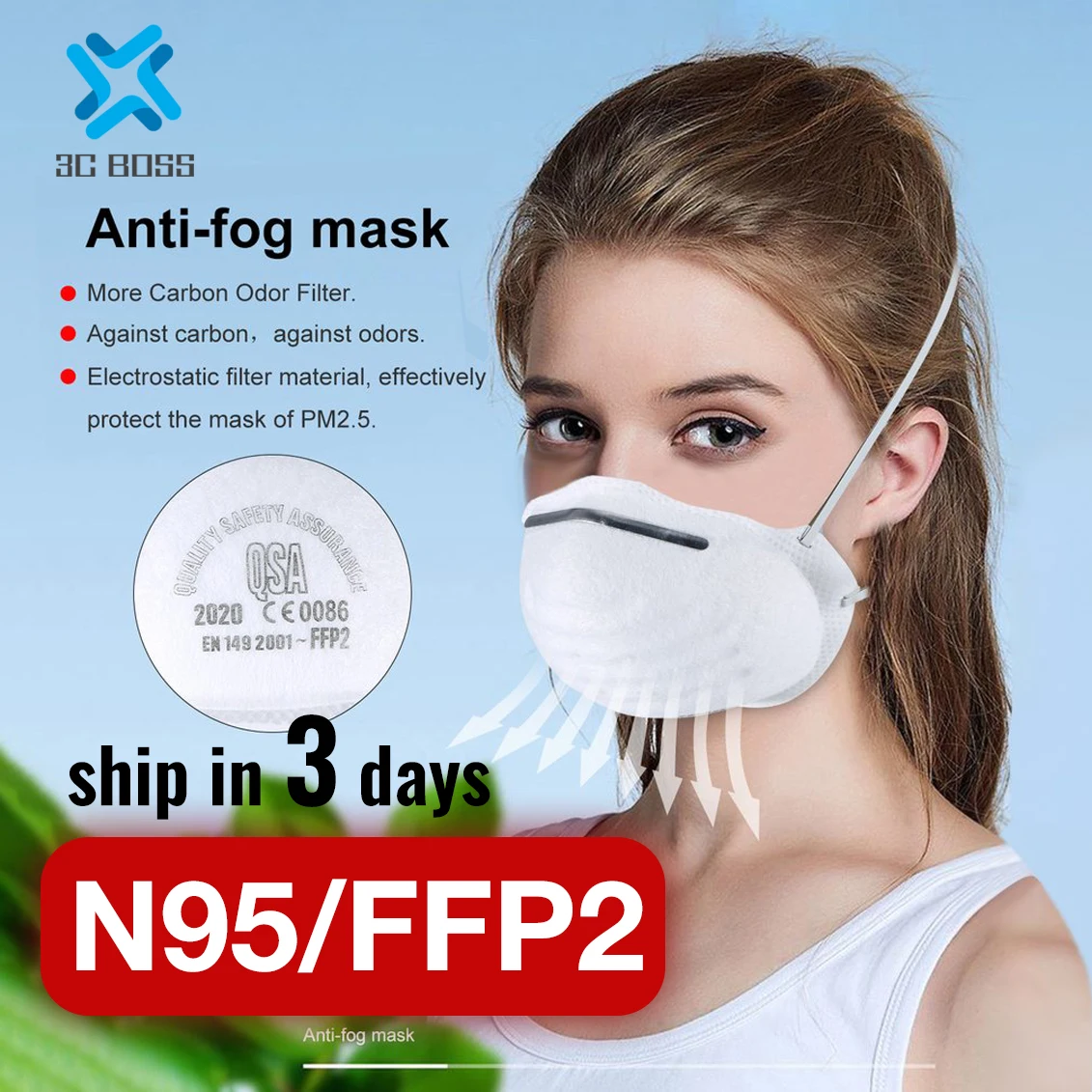 

N95 FFP2 face mask Anti-Fog Headband FFP2 Maschere Mask Dust Mask Anti Pm2.5 Anti Influenza in stock