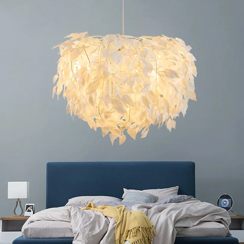 Nordic Bedroom Pendant Light Fixtures Romantic Leaves Creative Personality Hanging Lamp Bar Living Dining Room | Освещение
