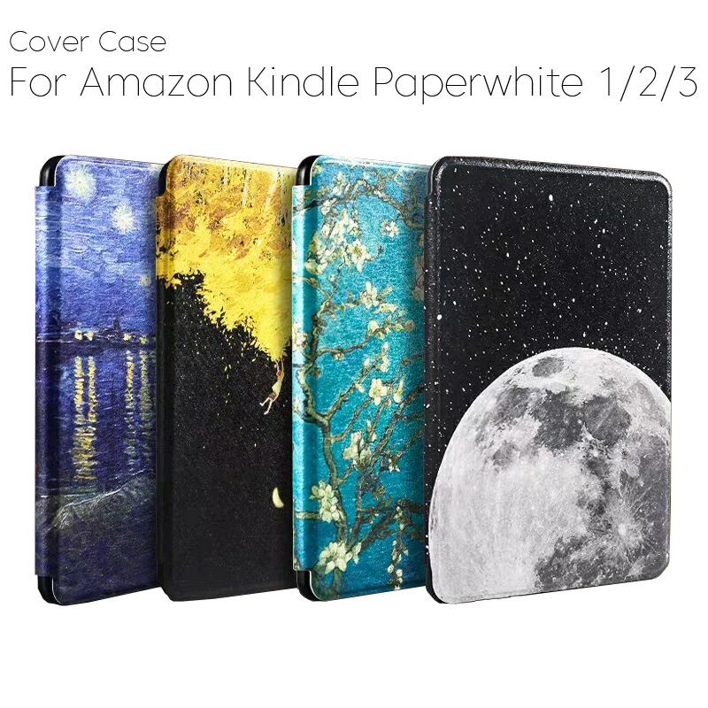 

For Amazon Kindle Paperwhite 3 Super Slim Case Painting PU Full Protective Cover for Kindle Paperwhite 1 2 3 Auto Sleep/Wake Up