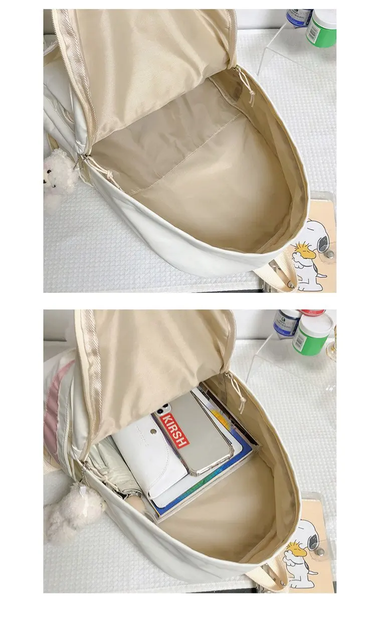 Kawaii Bunny Backpack Japanese White High School Girl School Bag 3D Rabbit Tail Bag Large Capacity Waterproof Female Bag Mochila