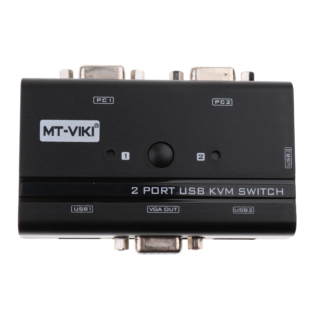 Kvm Usb Switch Splitter 2Port Sharing Switcher Selector For Projector Black