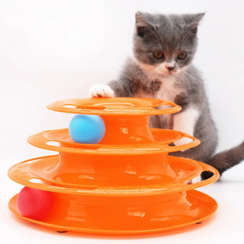 

Three layer pet cat toy tower track, disc cat intelligence entertainment, disc cat toy ball training entertainment board