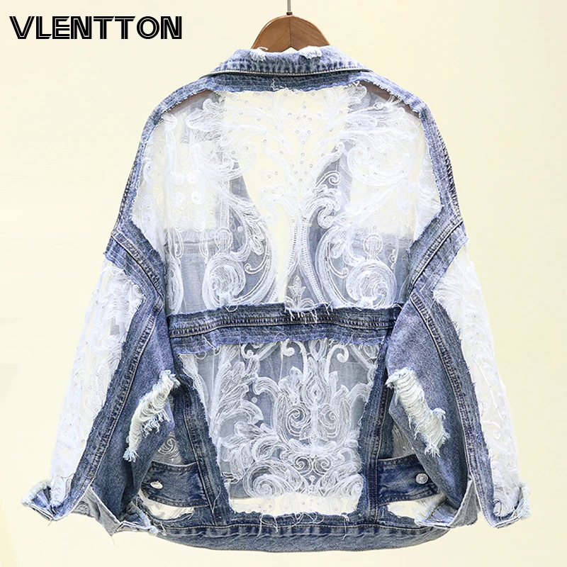 mesh denim jacket