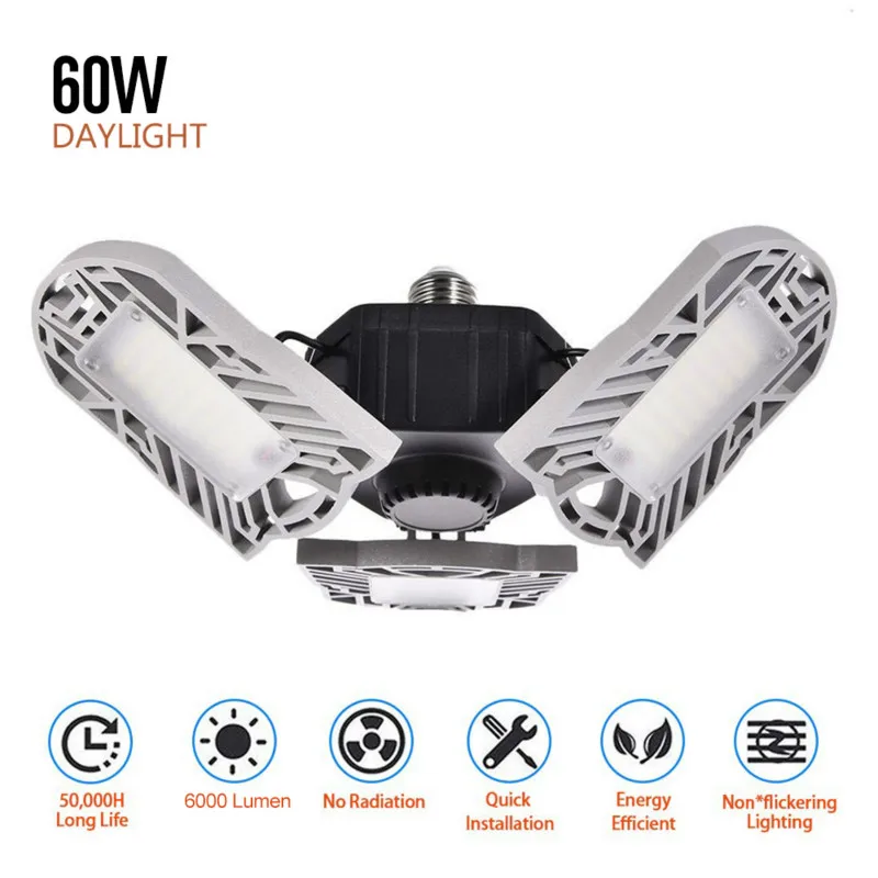 

2019 New Super Bright Deformable 360 Degrees LED Ceiling Light Waterproof IP65 Industrial Lighting 8000LM for Garage Workshop