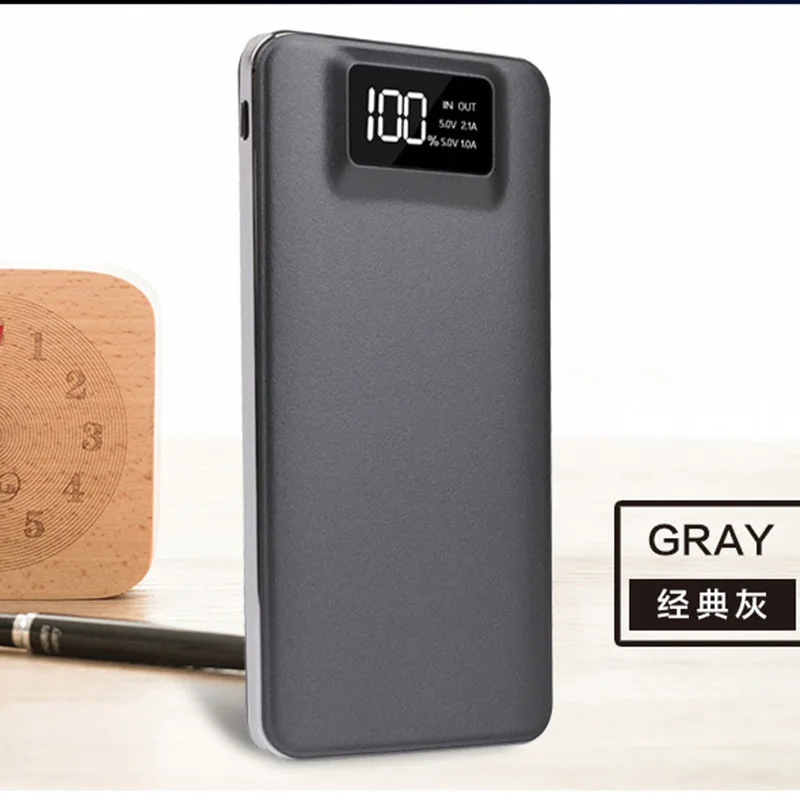 Grey TUOSHIKE 10000 мАч power Bank светодиодный дисплей со светодиодной подсветкой внешняя батарея для iPhone 7 XS MAX samsung Xiaomi Dual usb порты power bank - Цвет: Grey