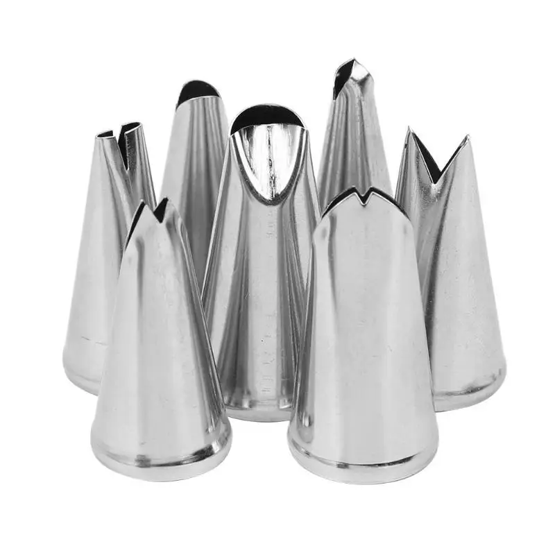 7pcs 1/7/17/32 шт. Нержавеющая сталь Кондитерские насадки для крема с кондитерский мешок для декорирования торта глазировки выпечка кондитерских изделий инструмент - Цвет: 7pcs