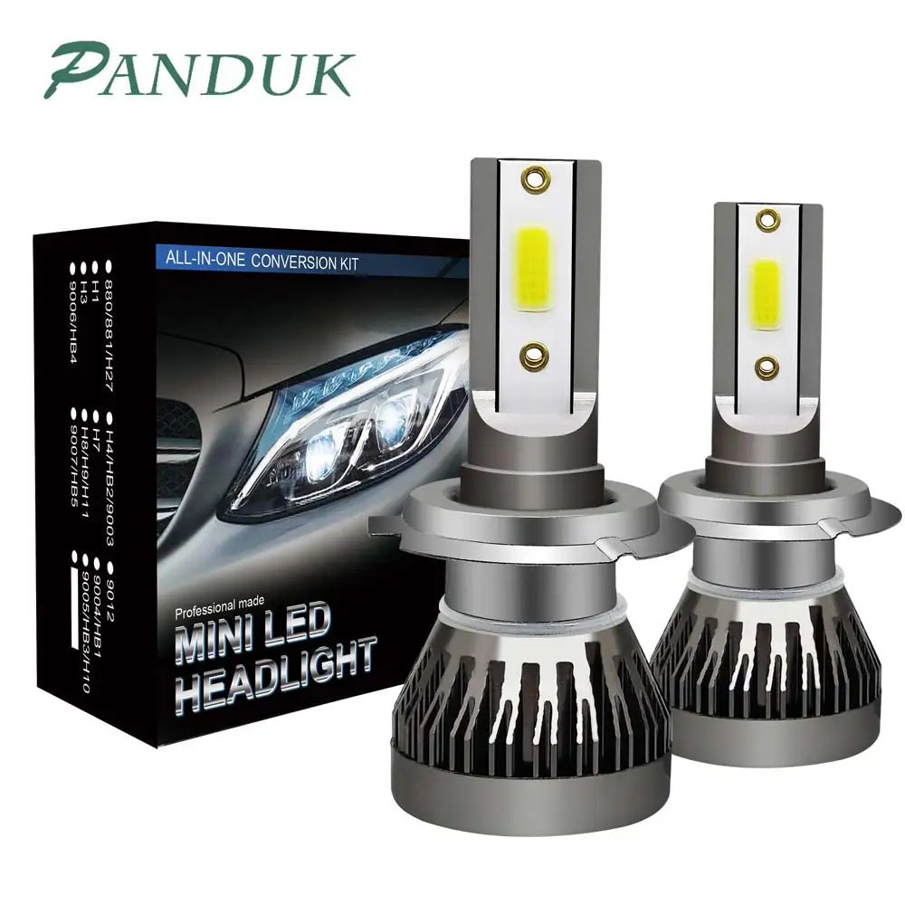 PANDUK 2PCS Car headlight Mini Lamp H7 LED Bulbs H1H4 H11 Headlamps Kit 9005 9006 HB4 6000k Fog light 8000LM 12V | Автомобили и