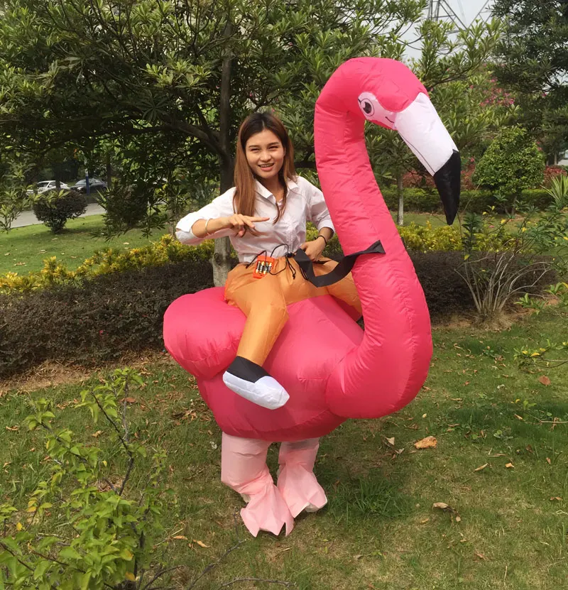 Надувной костюм Фламинго Косплей Животное талисман Хэллоуин для взрослых мужчин