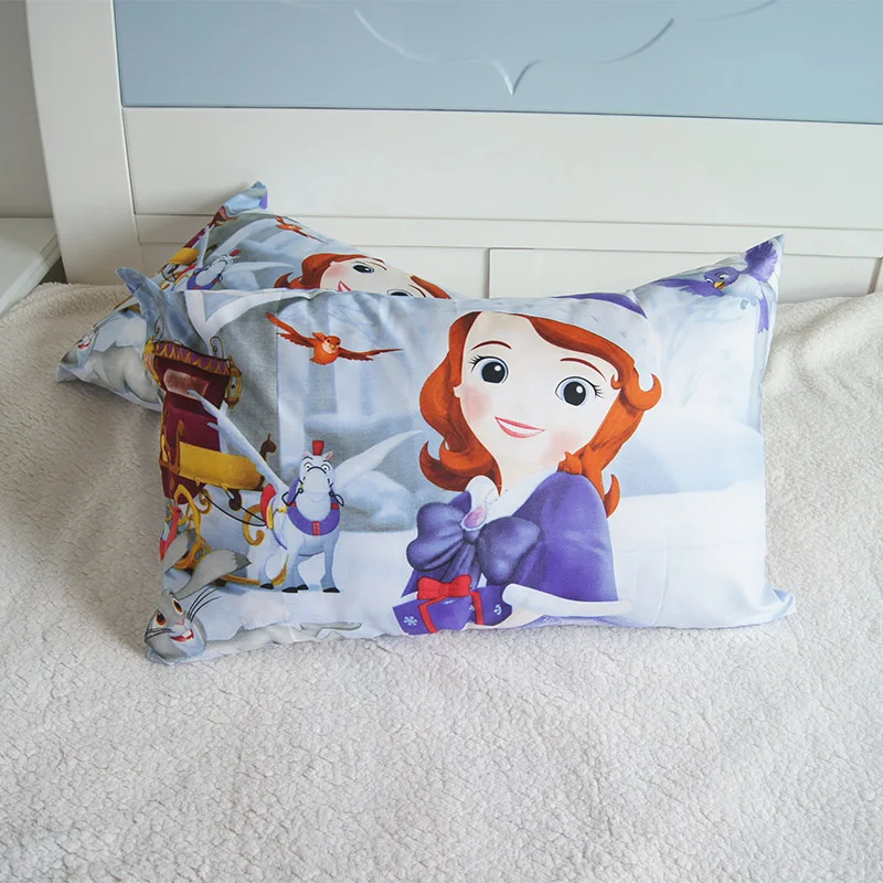 Disney Cartoon Frozen Princess Kids Pillowcases Baby Boys Girls Gift Decoration 3D Pillow Cover Pair 48x74CM on Bed - Цвет: Sophia 4