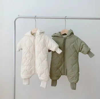 

5563 Toddler Baby Winter Clothes Cotton Bodysuit Outwear with Fleece Boys Cartoon Onesies Boutique Girls One Piece Clothes