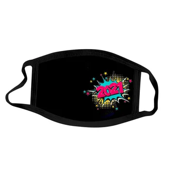 

2021 Happy New Years Adult Masks Cotton Fashion Protective Mouth Masks Washable Reusable Pollution Cover Face Masks Mascarilla