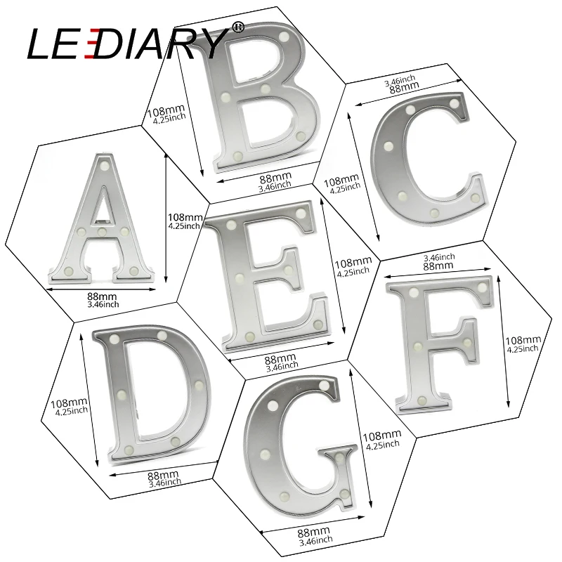 LEDIARY новые Алфавит Форма светодиодный Ночной светильник серебристый корпус
