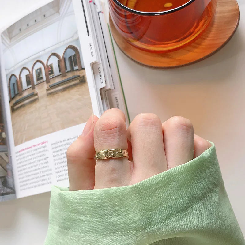 

WTLTC Genuine 925 Sterling Sliver Belt Stackable Rings for Women Steampunk Thick Thumb Ring Unique Design Layered Rings Jewelry