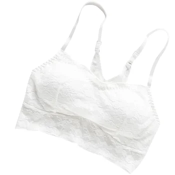 

1pc Lace Strapless Top Bra Women Adjustable Shoulder Strap Tops with Bra Sexy Vest Lingerie Tops (White)
