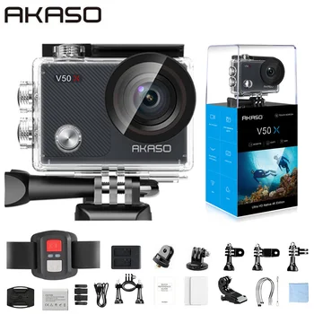 

AKASO V50X WiFi Action Camera Native 4K30fps Sport Camera with EIS Touch Screen Adjustable View Angle 131 feet Waterproof Camera